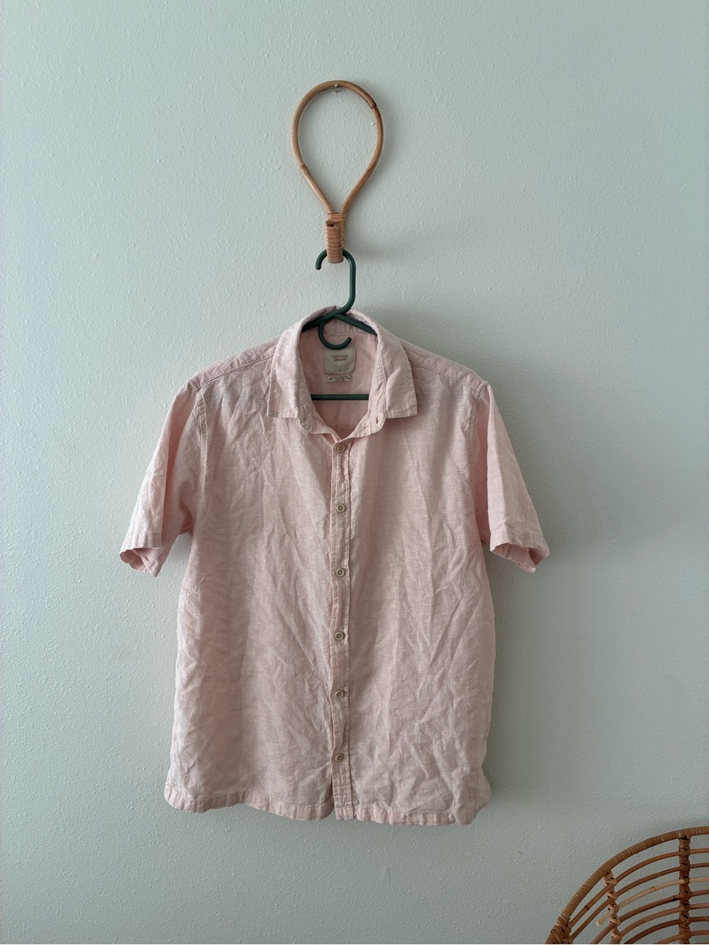 Light Pink Textured Short-Sleeve Common People Button Up